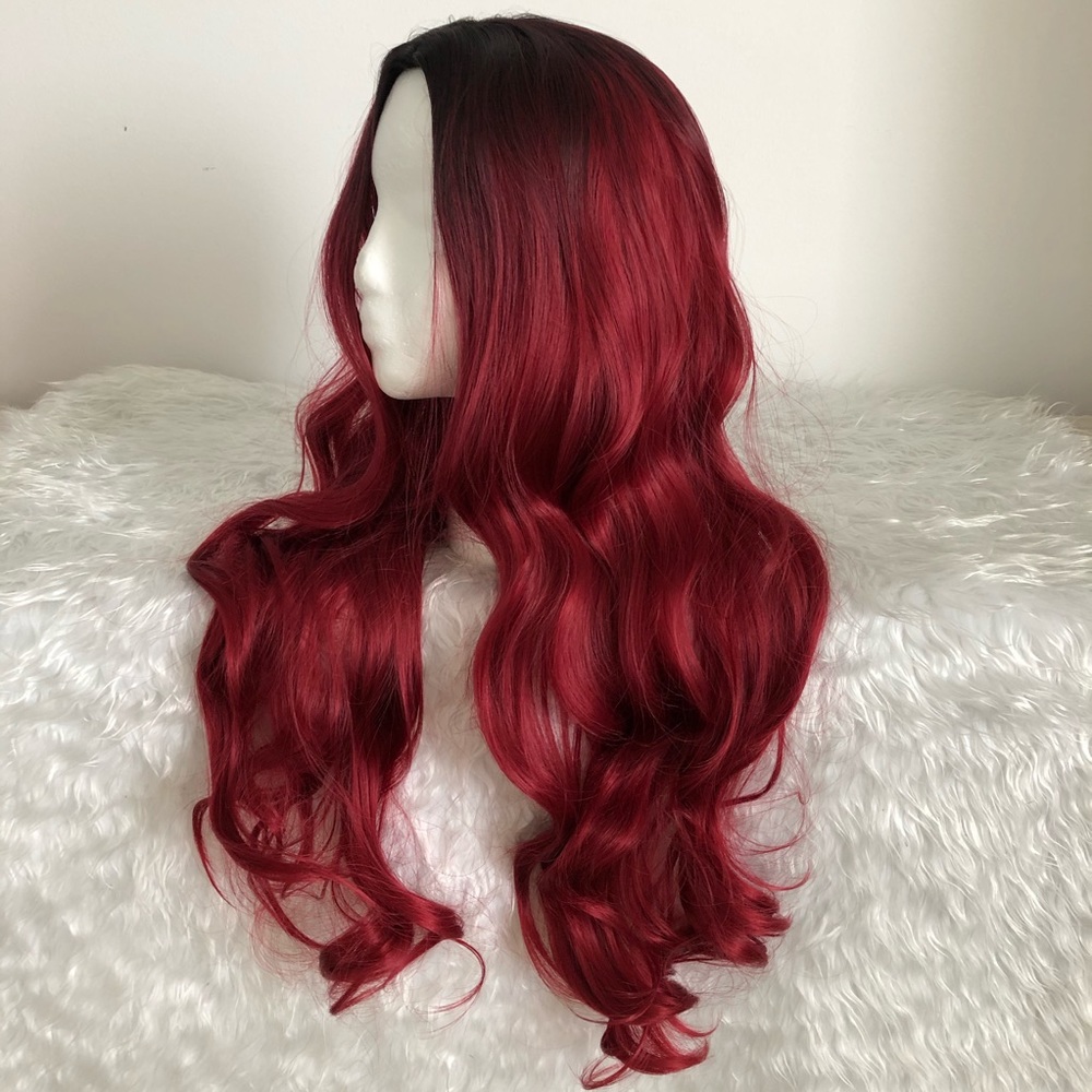 Ombré red synthetic wig